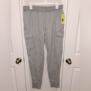 NWT all in motion Mens Grey‎ CARGO Sweatpant drawstring Joggers size Medium